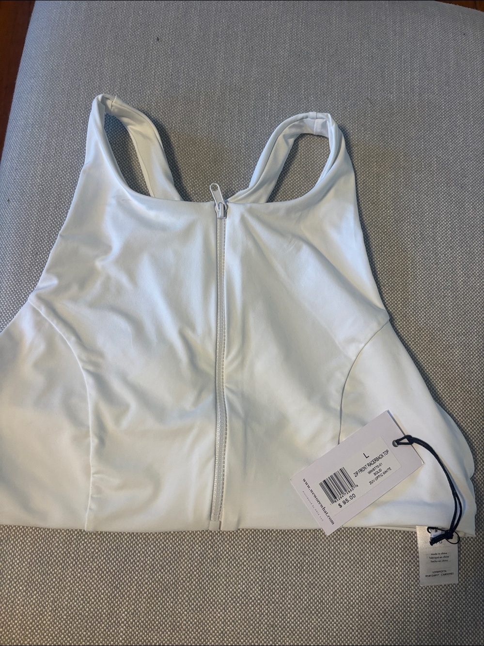 WeWoreWhat White womens  Racerback top with Front Zipper NWT